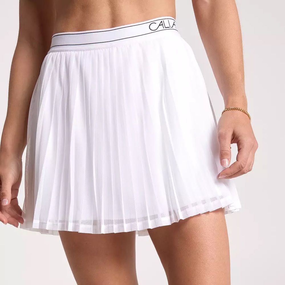 NWT Calia Pleated Mesh Skort Mini Skirt Women’s Large White Tennis Pickleball